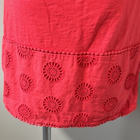 Boden Clio Broderie Crochet Jersey Notch Neck Dress Red Size 2 - Picture 9 of 12